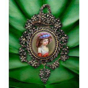 Pendente in Oro, Diamanti e Smalti - XVIII Secolo 